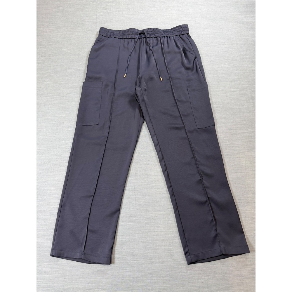 Skies Are Blue Cargo Pants Womens L Navy Blue Excellent Pintuck Satin Finish